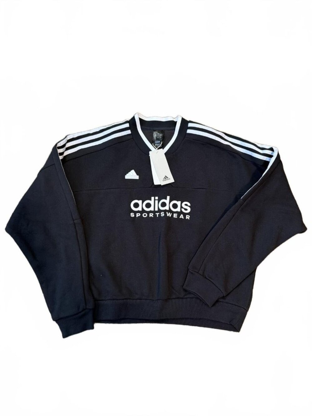 Adidas Womens Sportswear Tiro Cut 3-Stripes Fleece Sweatshirt - Black - S - NWT